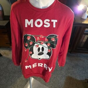 Disney Mickey Mouse Most Merry New With Tags Red Sweatshirt XL